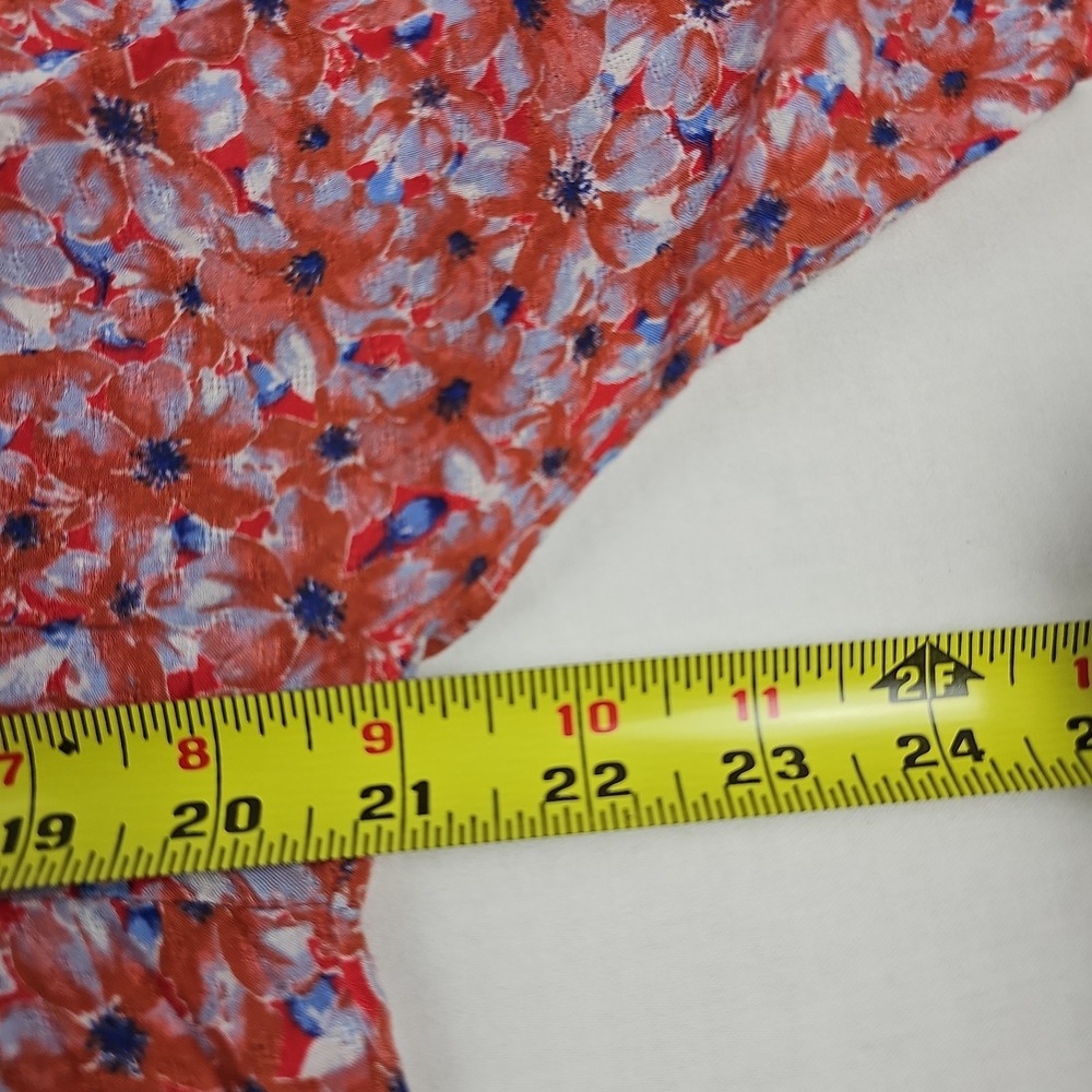 Blouse Women's Multicolor Floral  Size L/XL Smocked Boho Short Sleeve Top - Picture 8 of 9